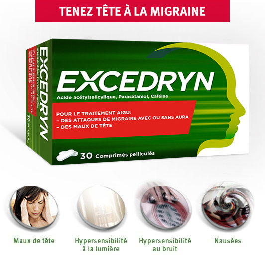 Excedryn soulage rapidement la migraine et également les symptômes