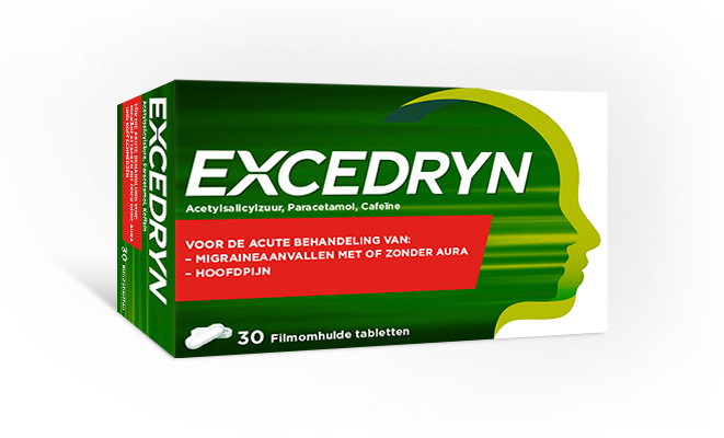 Excedrin, voor de acute behandeling van hoofdpijn en migraineaanvallen met of zonder aura